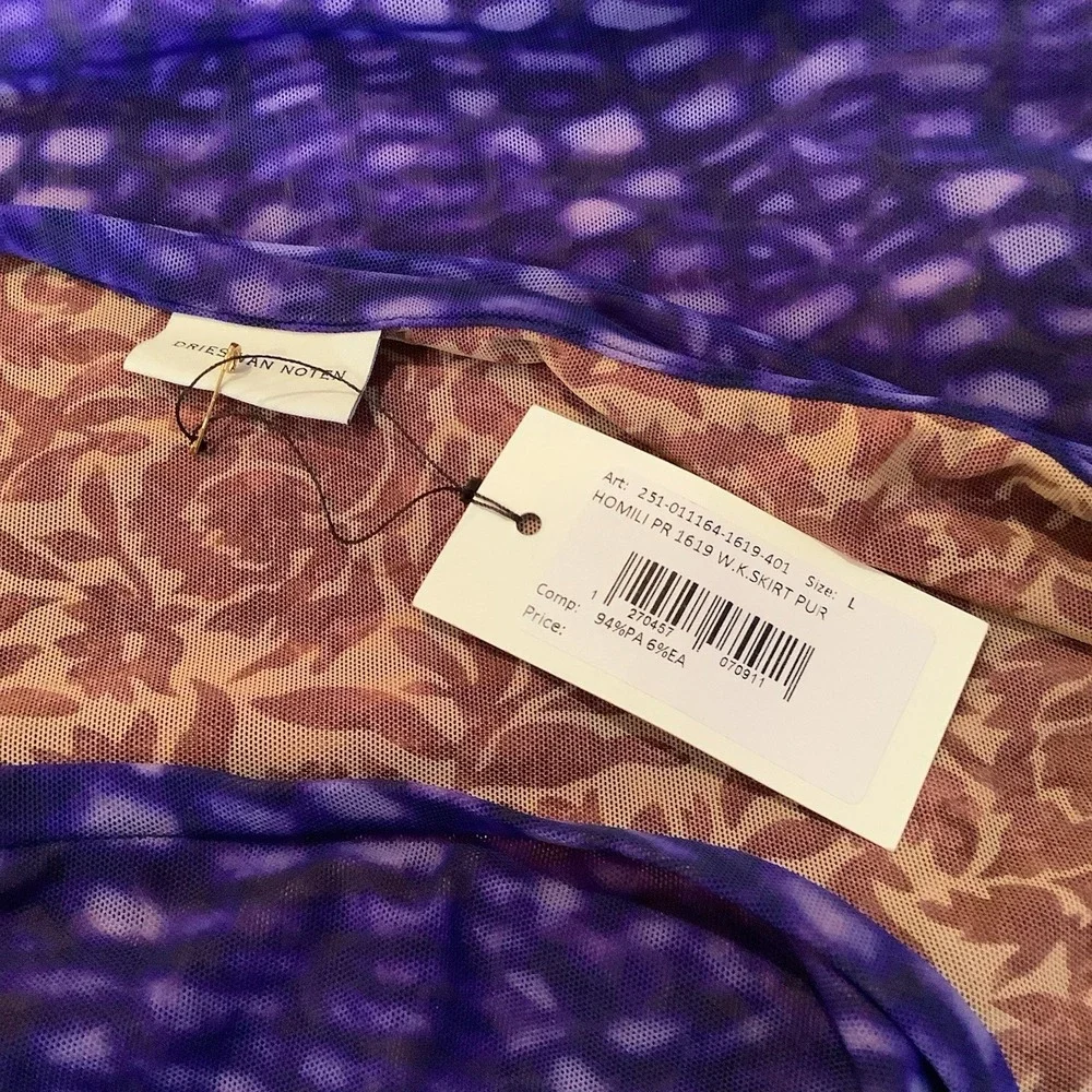 Dries Von Noten Sheer Layered Purple & Orange Skirt Boho Indie Skirt NWT Sz L